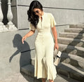 Short Sleeve Button-Front Midi Dress