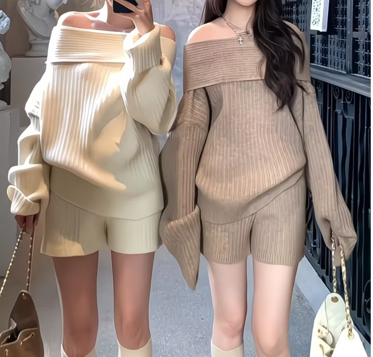 Luna Luxe Off-Shoulder Knit Lounge Set