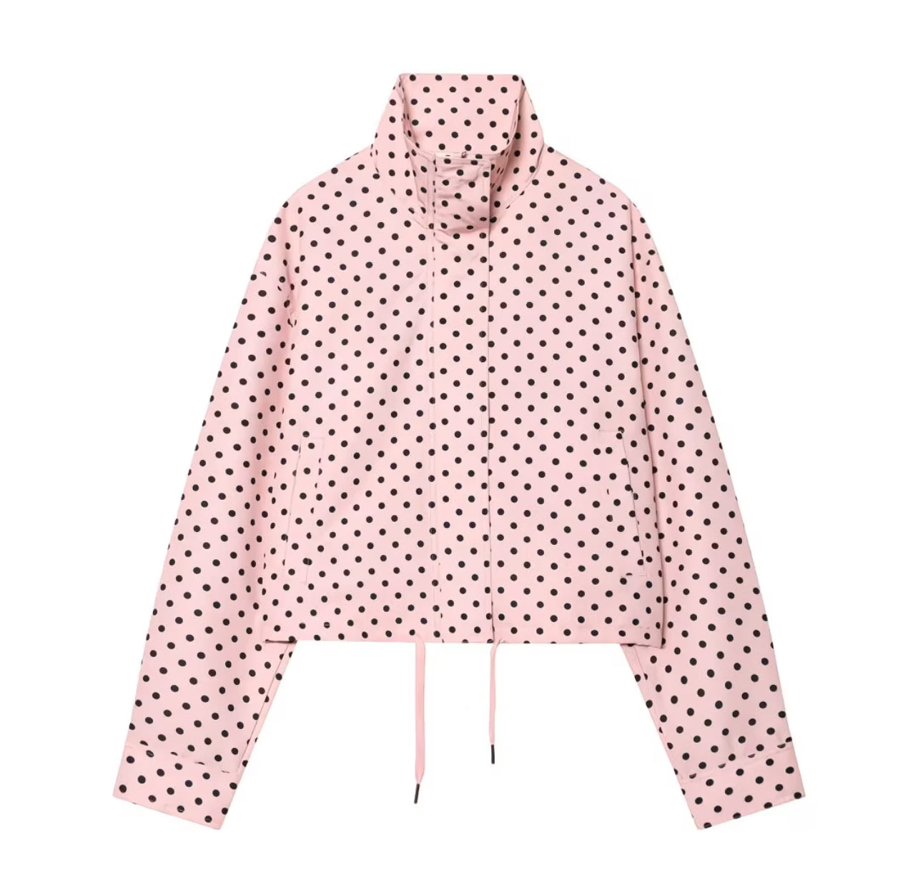 Elegant Polka Dot Full-Zip Jacket & Shorts 2-Piece Set – Stylish Spring, Summer & Autumn Outfit
