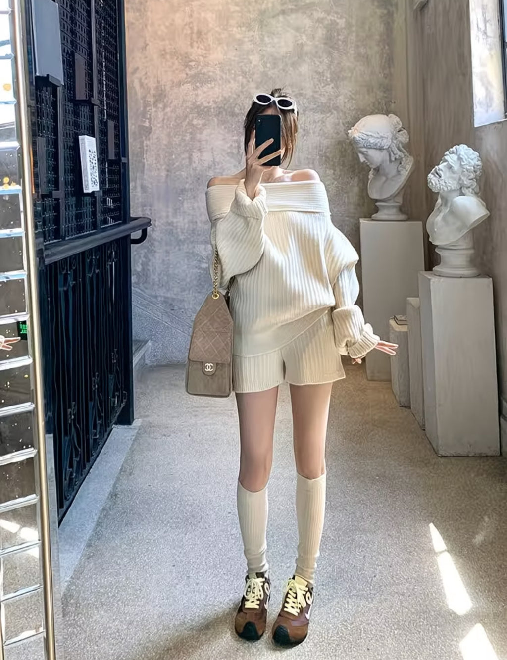 Luna Luxe Off-Shoulder Knit Lounge Set