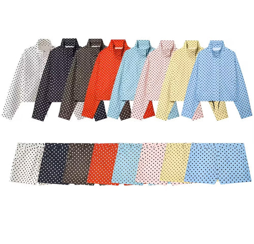 Elegant Polka Dot Full-Zip Jacket & Shorts 2-Piece Set – Stylish Spring, Summer & Autumn Outfit
