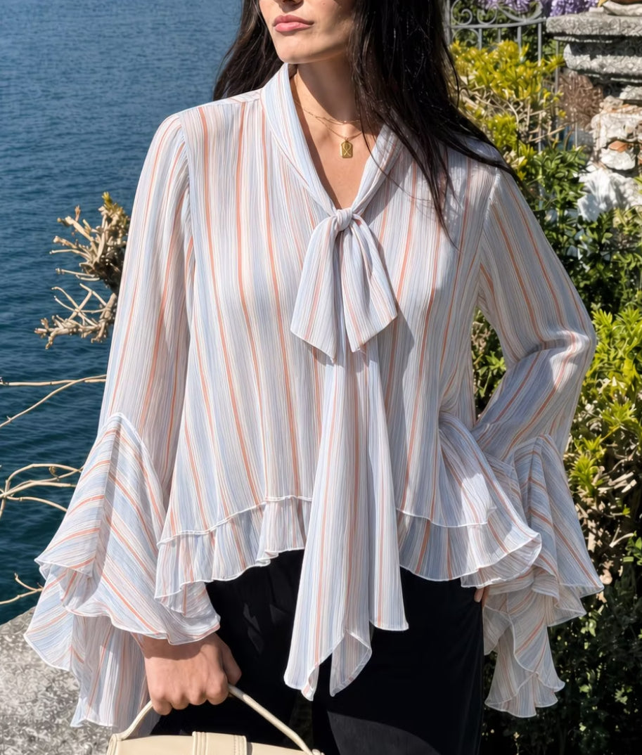 The Cabe Paris Stripe Tie-Front Blouse