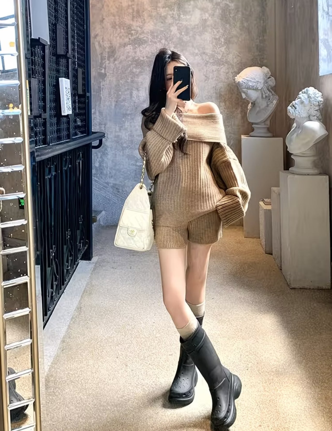 Luna Luxe Off-Shoulder Knit Lounge Set