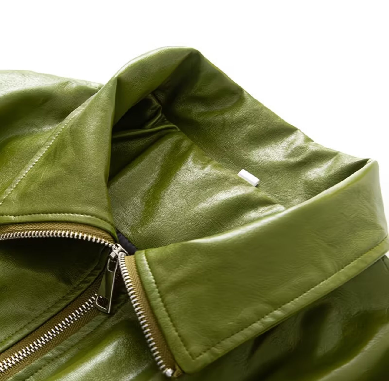Sienna Faux Leather Strapless Mini Dress & Oversized Jacket Set – Olive Green