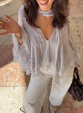 The Cabe Paris Stripe Tie-Front Blouse