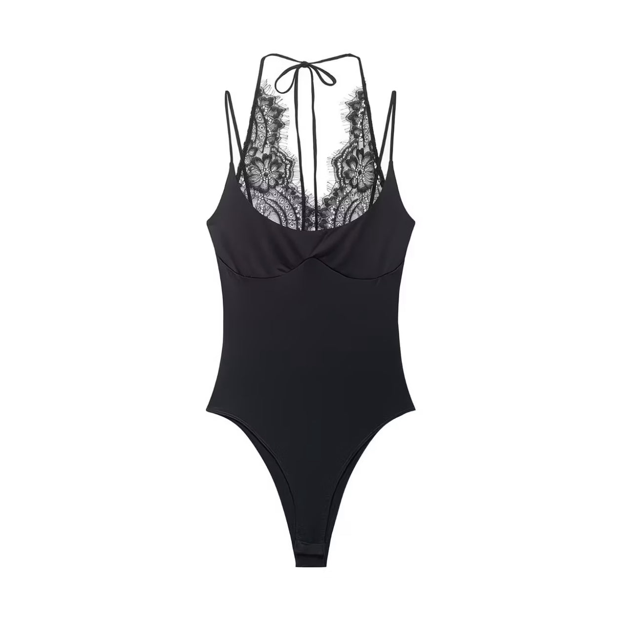 Women's Lace Patchwork Halterneck Bodysuit Vest – Sleeveless Slim-Fit Sexy Summer Top