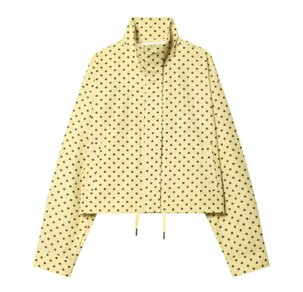Elegant Polka Dot Full-Zip Jacket & Shorts 2-Piece Set – Stylish Spring, Summer & Autumn Outfit
