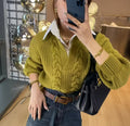 Women’s Shirt Collar Sweater – Elegant Autumn & Winter Casual Knit Pullover