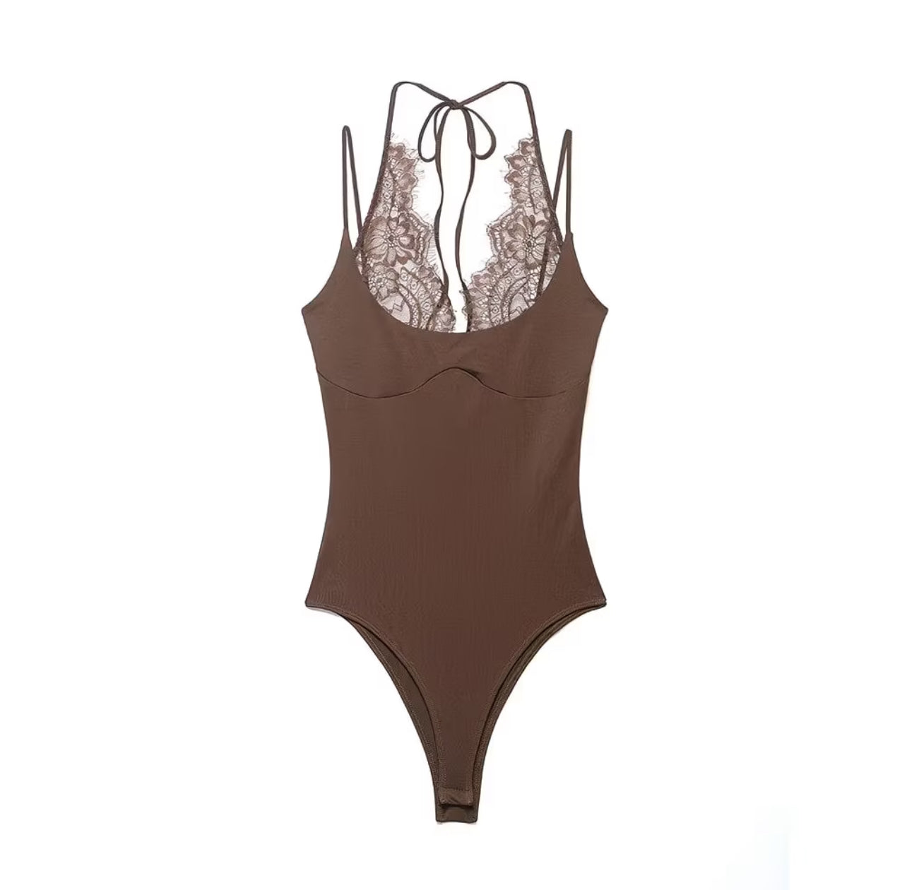 Women's Lace Patchwork Halterneck Bodysuit Vest – Sleeveless Slim-Fit Sexy Summer Top