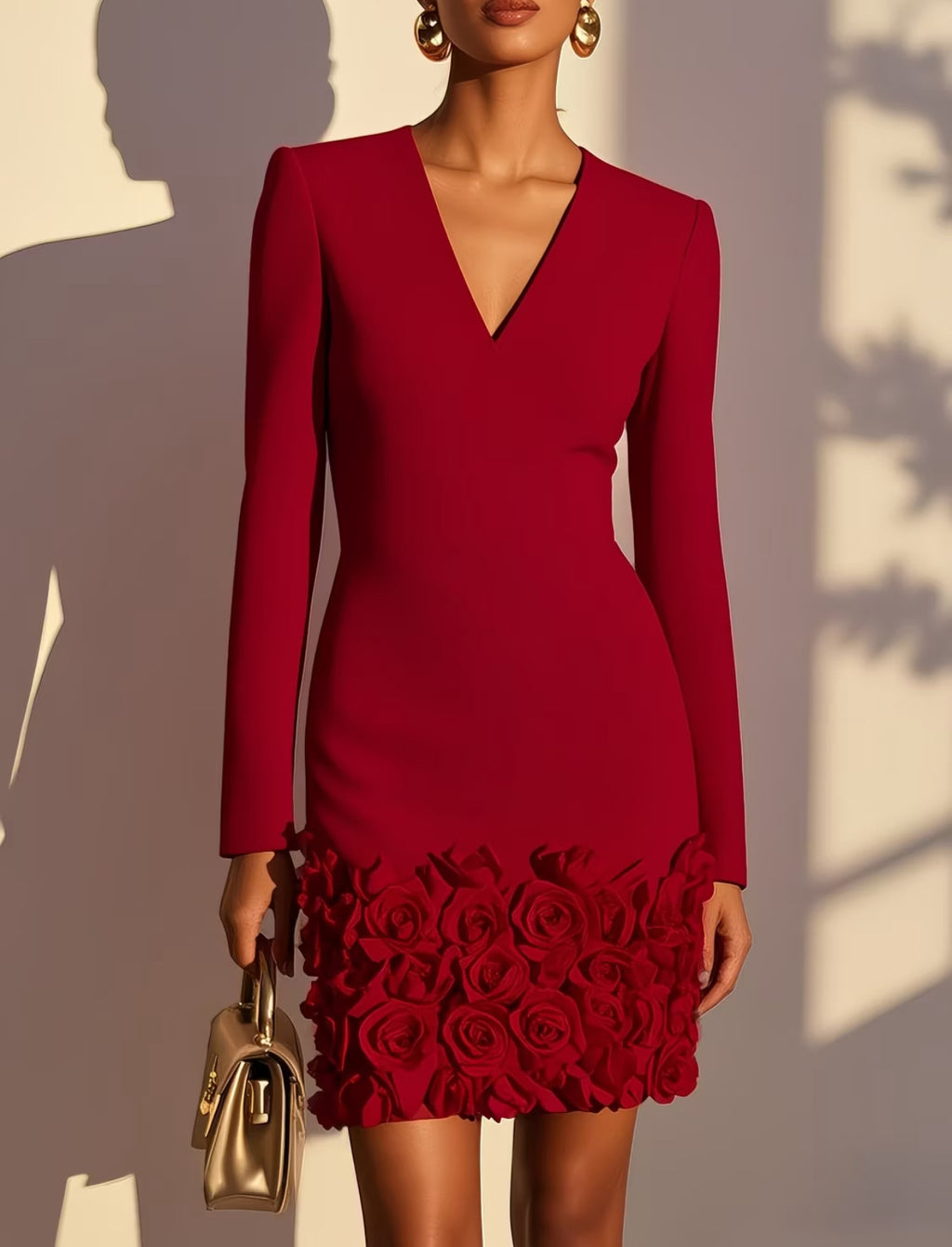 Women's Short Sleeve Dinner Dress – Elegant Midi Evening Dress