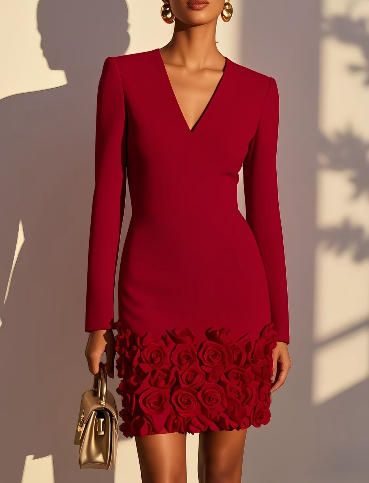 Women's Short Sleeve Dinner Dress – Elegant Midi Evening Dress