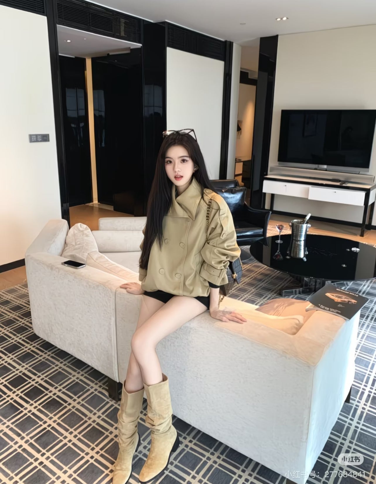 Women’s Double-Breasted Trench Coat with Stand Collar – Elegant Long-Sleeve Streetwear Jacket for Autumn & Winter