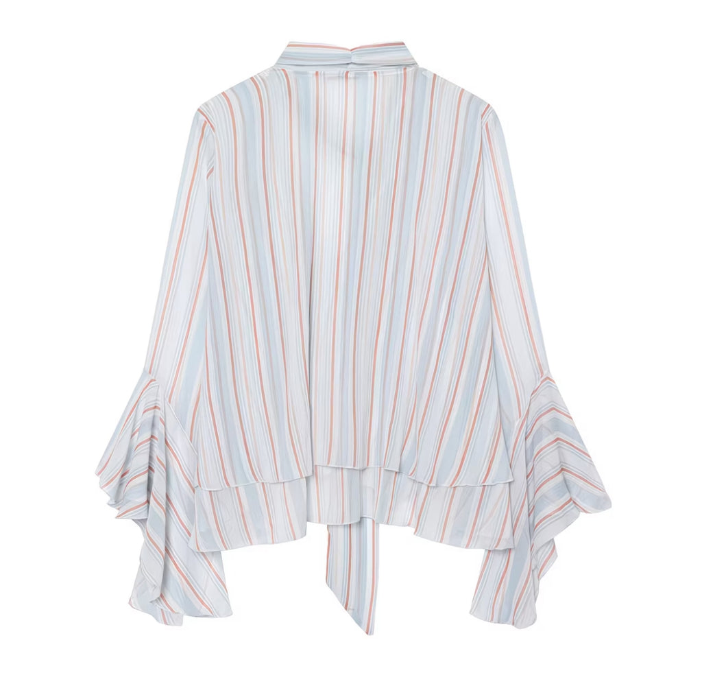 The Cabe Paris Stripe Tie-Front Blouse